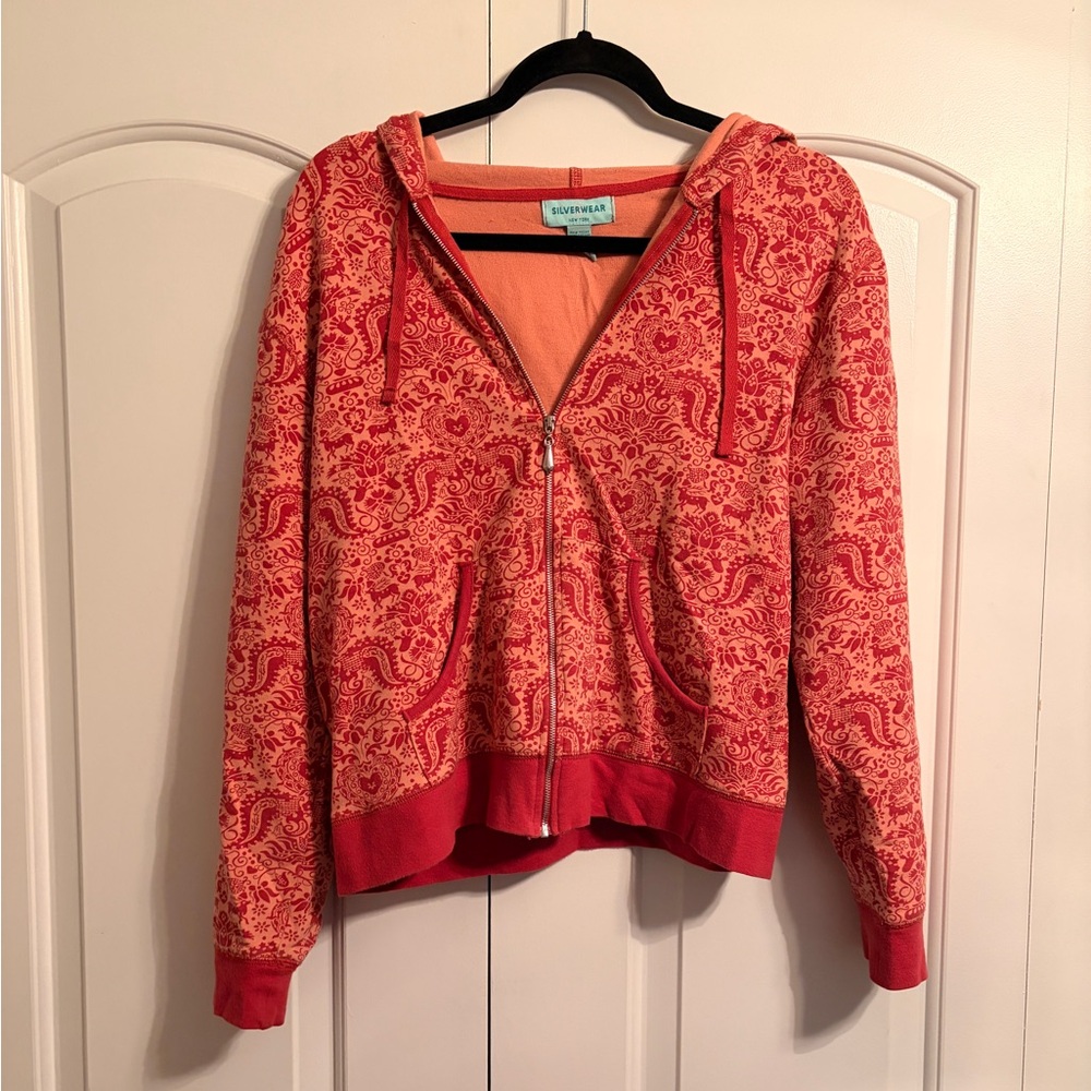 2000s twee paisley/damask zip up hoodie